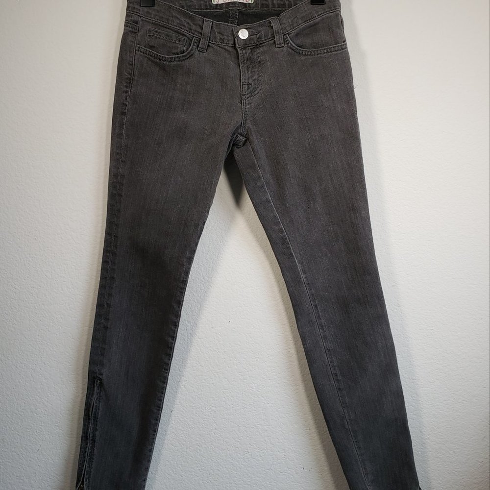 J Brand Women's Deal Skinny Leg Ghost Faded Gray Jeans Zip Ankle Sz 25 Cut 3639